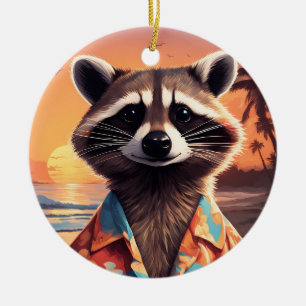 Racoon Holiday Ceramic Ornament