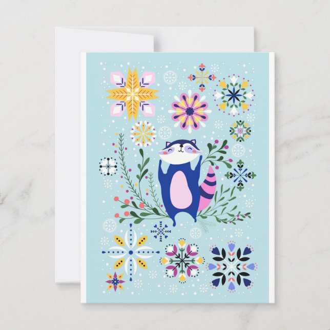 Racoon Holiday Fun Design Card (Front)