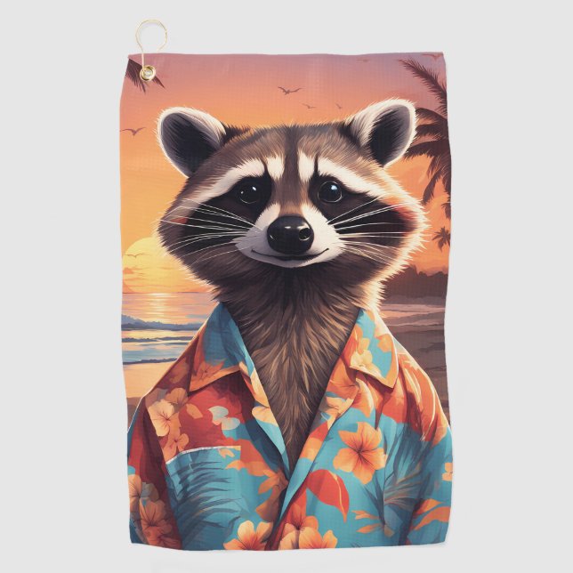 Racoon Holiday Golf Towel (Front)