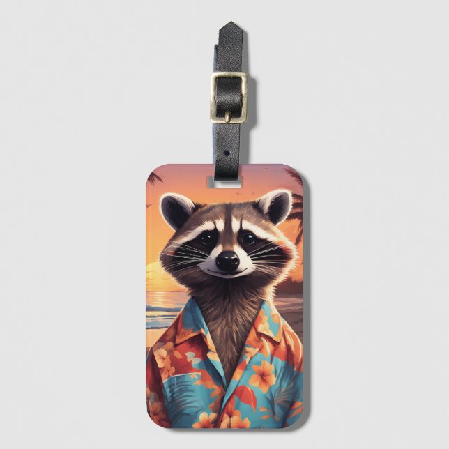 Racoon Holiday Luggage Tag (Front Vertical)