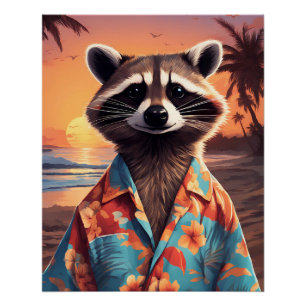 Racoon Holiday Poster