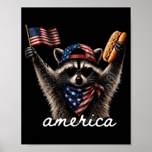 Racoon Hot Dog Usa 250 Years Aamerica 1776 2026 Poster