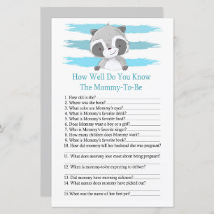 Racoon How well do you know baby shower