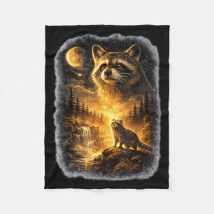 Racoon Howling to The Moon Funny for Men Women Fleece Blanket