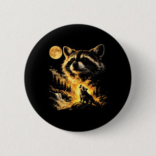 Racoon Howling To The Moon Vintage 90s Racoon 6 Cm Round Badge