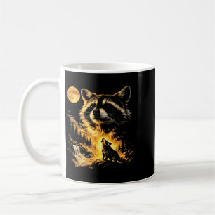 Racoon Howling To The Moon Vintage 90s Racoon Coffee Mug