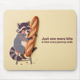 Racoon Hugging Baguette Paper Cut-Out Mouse Pad