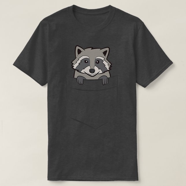 Racoon In a Pocket Cute Pocket Racoon  T-Shirt (Design Front)