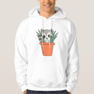 Racoon In Flower Pot Funny Racoon Plants Hoodie