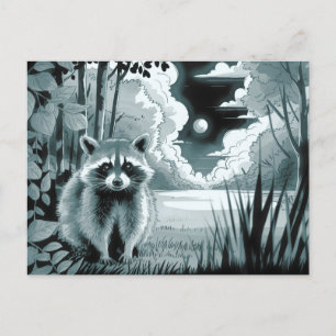 Racoon in Forest Clearing Postcard