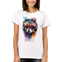 Racoon in headphones and glasses