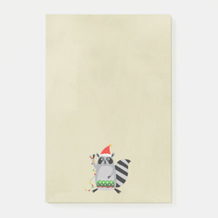 Racoon In Santa Hat Tangled Up In Holiday Lights Post-it Notes