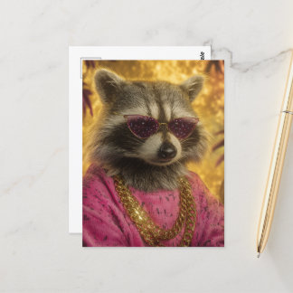 Racoon in Sunglasses and Gold Chains Postcard