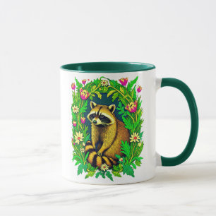  Racoon in the Middle of Wildflower Garden Mug