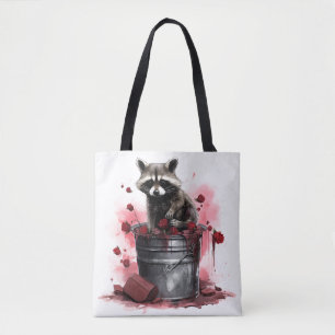 Racoon in trash bin Valentines day Tote Bag