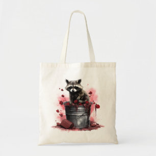 Racoon in trash bin Valentines day Tote Bag
