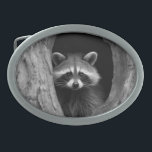Racoon in Tree Cave  Belt Buckle<br><div class="desc">Cute young racoon looking out from the inside of big tree.</div>
