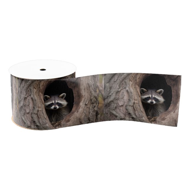 Racoon in Tree Cave  Grosgrain Ribbon (Spool)