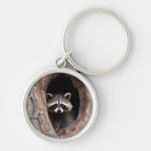 Racoon in Tree Cave  Key Ring