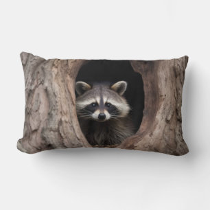 Racoon in Tree Cave  Lumbar Cushion