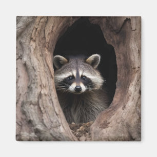 Racoon in Tree Cave Magnet