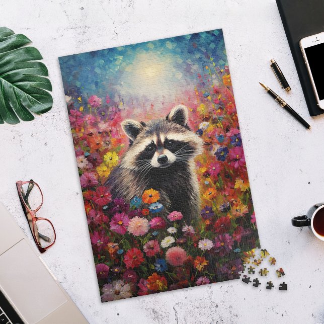 Racoon in Wildflower Field Jigsaw Puzzle (Creator Uploaded)