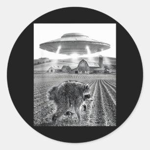 Racoon Jimothy Selfie With Alien Ufo Funny Jimothy Classic Round Sticker