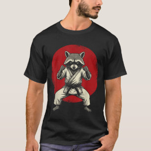 Racoon Karate Judo Japan Japanese Flag Funny T-Shirt