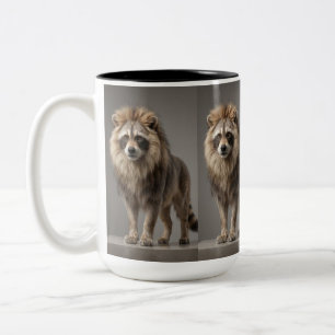 Racoon Lion Portrait – A Curious King Of The Wild Two-Tone Coffee Mug