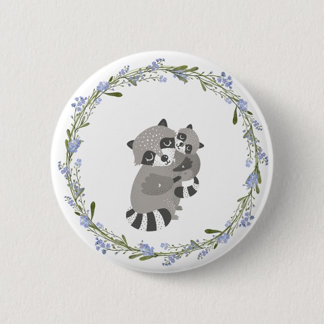Racoon Love 6 Cm Round Badge (Front)