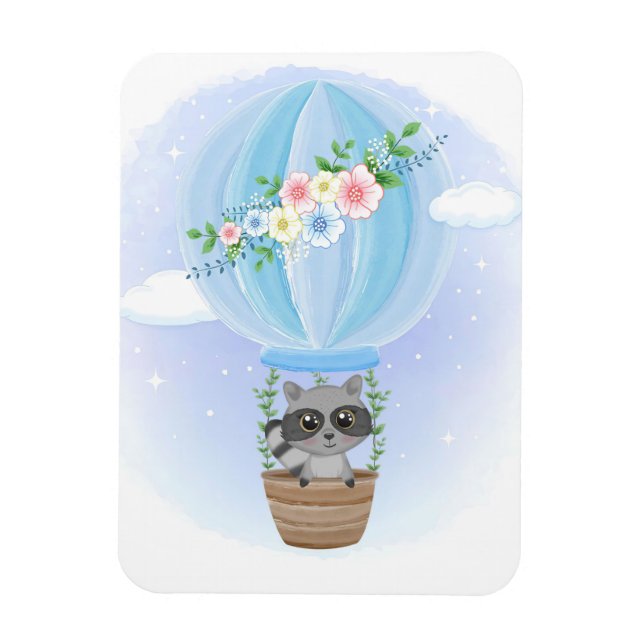 Racoon Lover Cute Racoon With Flower Magnet (Vertical)