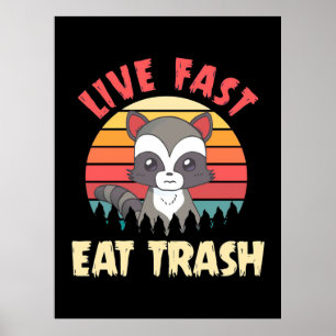 Racoon Lover Live Fast Eat Trash Poster