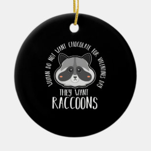 Racoon Lover Racoon For Valentines Day Ceramic Ornament