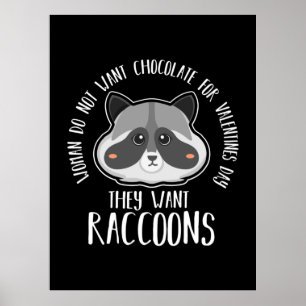 Racoon Lover Racoon For Valentines Day Poster