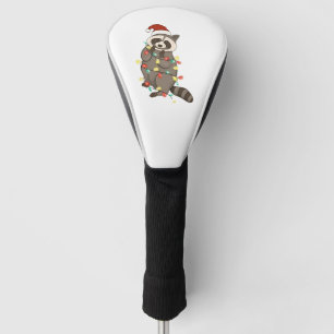 Racoon Merry Christmas Lights Santa Hat Xmas Snow Golf Head Cover