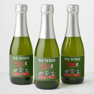 Racoon Merry Christmas Sparkling Wine Label
