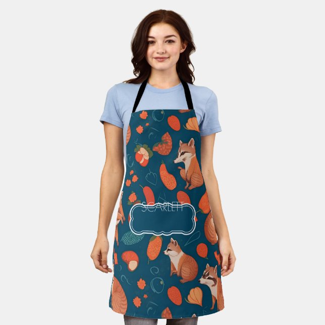 Racoon Mosaic Colourful Personalised Pattern Apron (Worn)