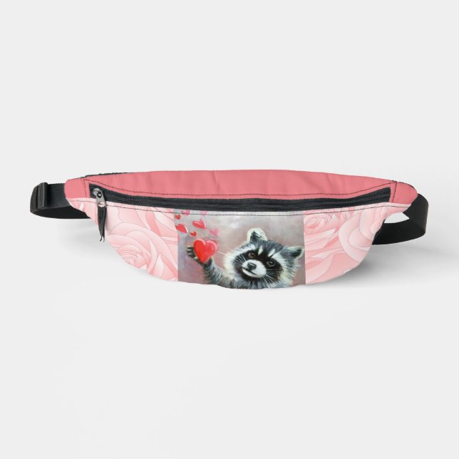 Racoon N Hearts Print Cut Sew Fanny Pack (Front)