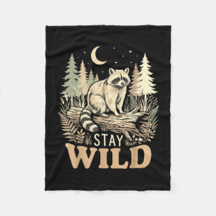 Racoon nature lover stay wild woodland wildlife fleece blanket