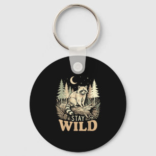 Racoon nature lover stay wild woodland wildlife key ring