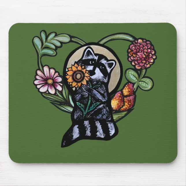 Racoon Nature lovers sunflower art                Mouse Pad (Front)