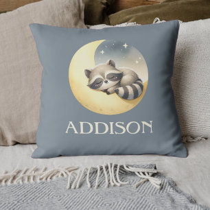 Racoon on the Moon! Custom Name Cute Nursery  Cushion