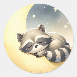 Racoon on the Moon Cute Woodland Animal Kids Classic Round Sticker