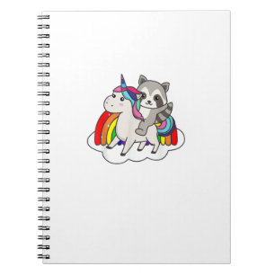 Racoon On Unicorn Rainbow Animals Sweet Unicorns Notebook
