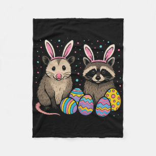 Racoon Opossum Easter Fleece Blanket