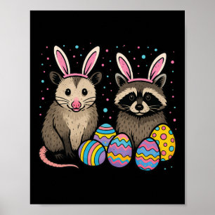 Racoon Opossum Easter Poster