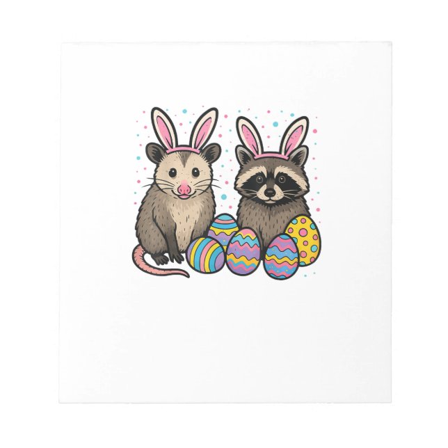 Racoon Opossum Easter T-Shirt_1 Notepad (Front)