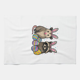 Racoon Opossum Easter T-Shirt_1 Tea Towel