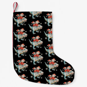 Racoon Opossum Riding T Rex Santa Hat Christmas Small Christmas Stocking