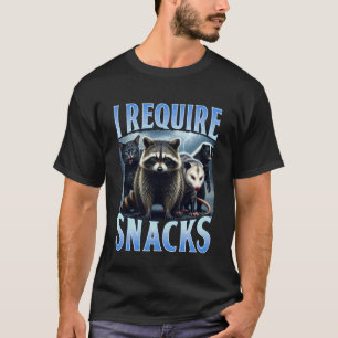 Racoon Opposum Cat Require Snacks Bootleg Mashup T-Shirt